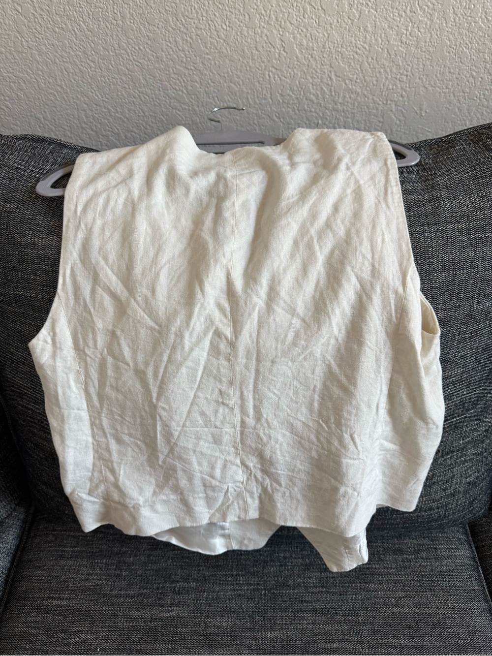 Zara Cream Linen Vest with Button Front - Picture 4 of 6